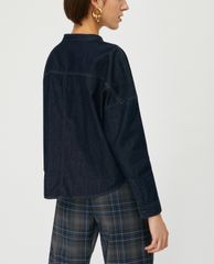 MAX&Co. - Áo sơ mi nữ cổ tròn tay dài Cropped Denim
