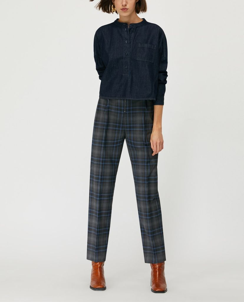 MAX&Co. - Áo sơ mi nữ cổ tròn tay dài Cropped Denim