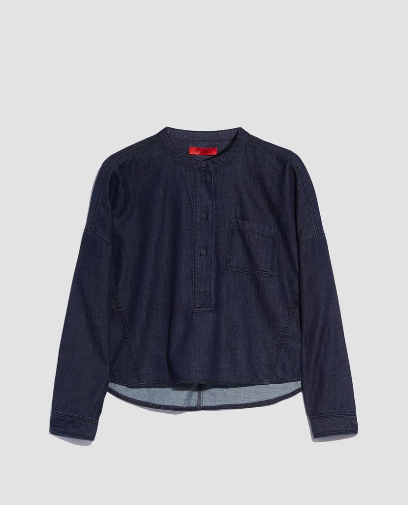 MAX&Co. - Áo sơ mi nữ cổ tròn tay dài Cropped Denim