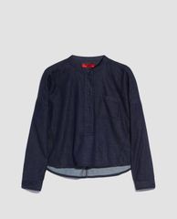 MAX&Co. - Áo sơ mi nữ cổ tròn tay dài Cropped Denim