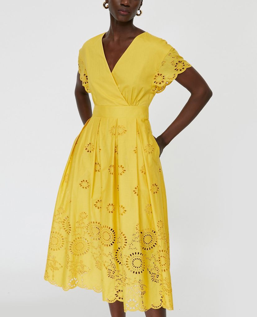 MAX&Co. - Đầm midi cổ V tay ngắn St Gallen Embroidered Cotton