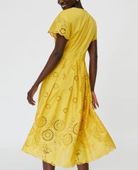 MAX&Co. - Đầm midi cổ V tay ngắn St Gallen Embroidered Cotton