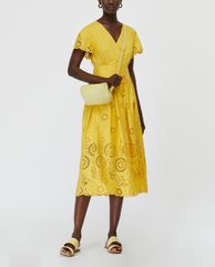 MAX&Co. - Đầm midi cổ V tay ngắn St Gallen Embroidered Cotton
