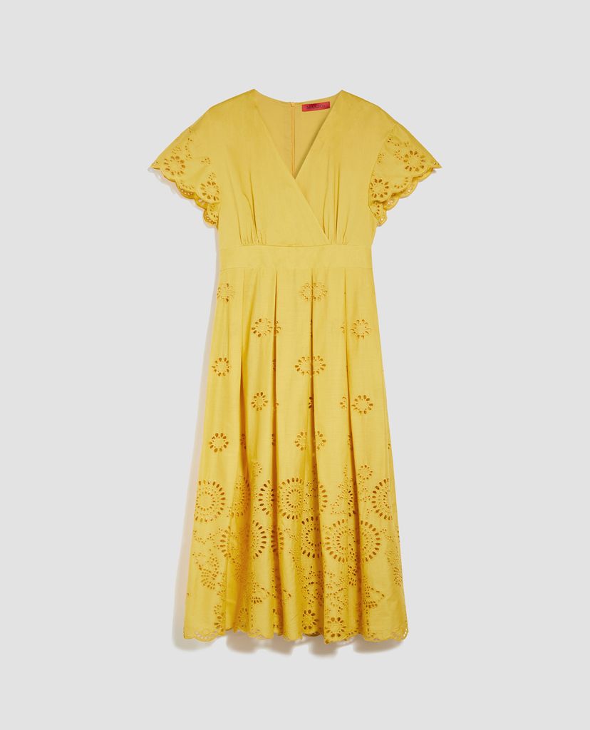 MAX&Co. - Đầm midi cổ V tay ngắn St Gallen Embroidered Cotton
