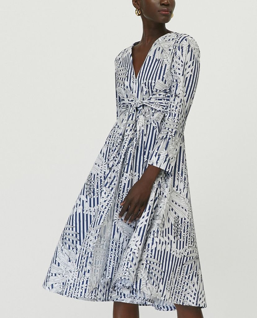 MAX&Co. - Đầm midi cổ V tay dài Cotton Poplin