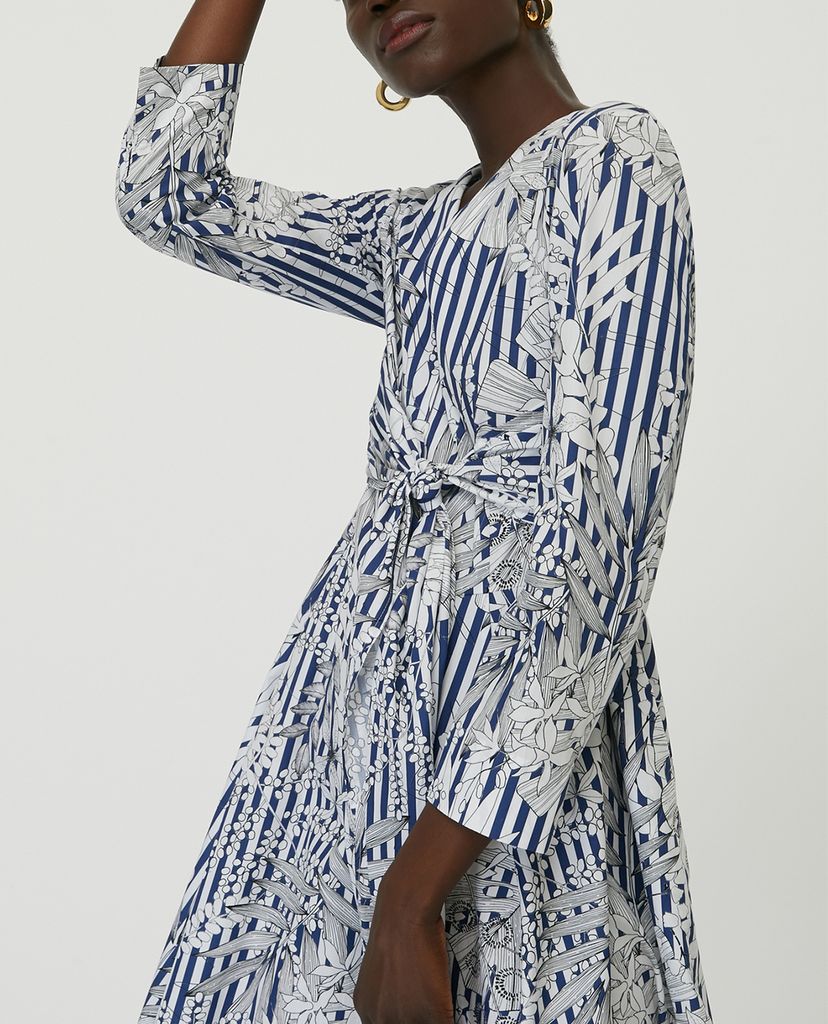 MAX&Co. - Đầm midi cổ V tay dài Cotton Poplin