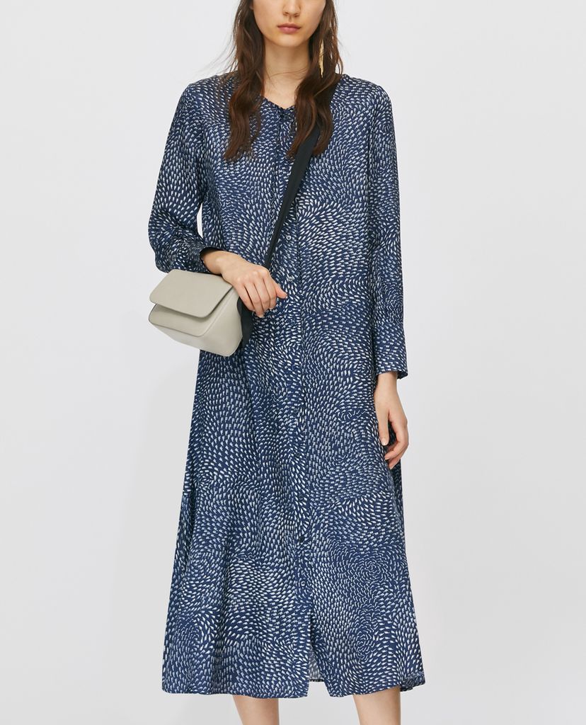 MAX&Co. - Đầm midi cổ bẻ tay dài Hammered Satin