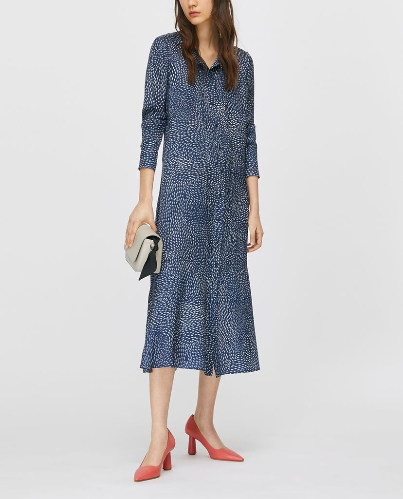 MAX&Co. - Đầm midi cổ bẻ tay dài Hammered Satin