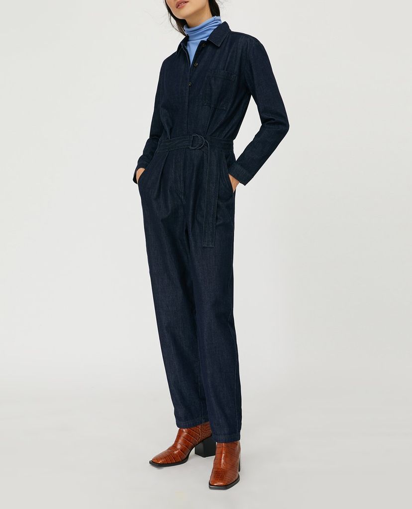 MAX&Co. - Jumpsuit nữ tay dài cổ bẻ Denim