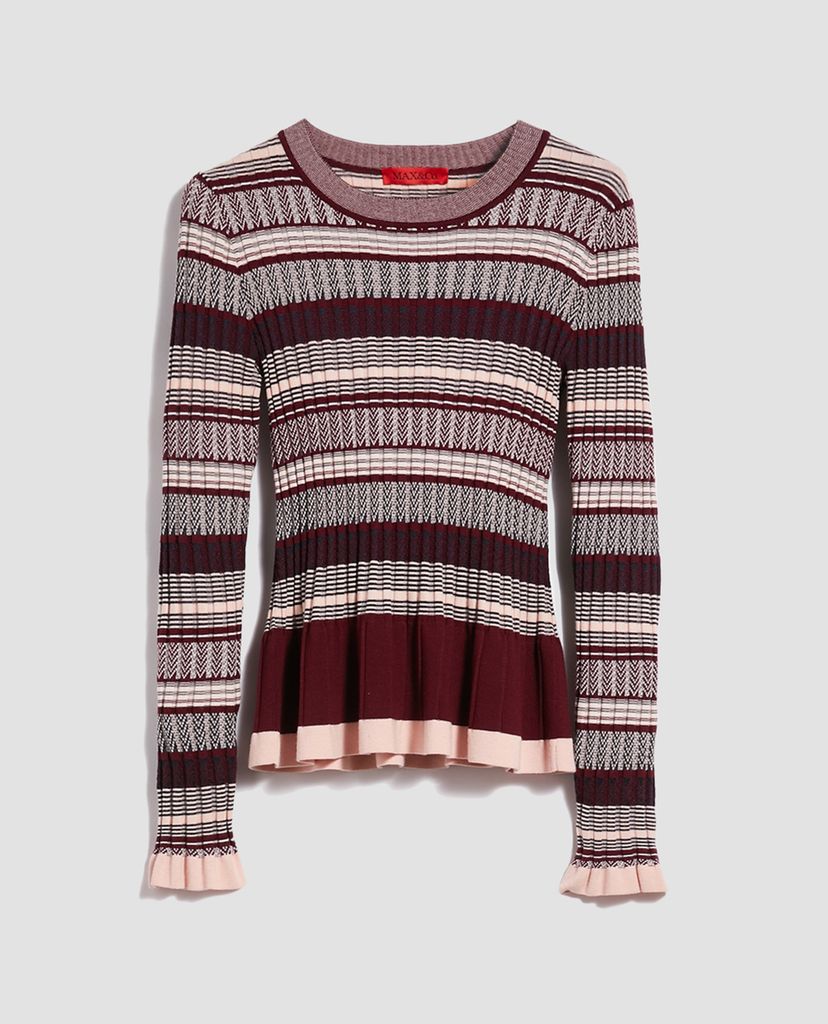 MAX&Co. - Áo len nữ tay dài cổ tròn Ribbed Jacquard