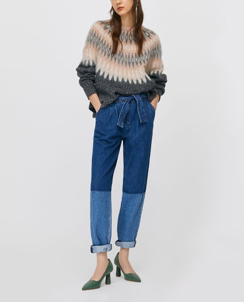 MAX&Co. - Áo len nữ tay dài cổ tròn Diamond Shaped Jacquard