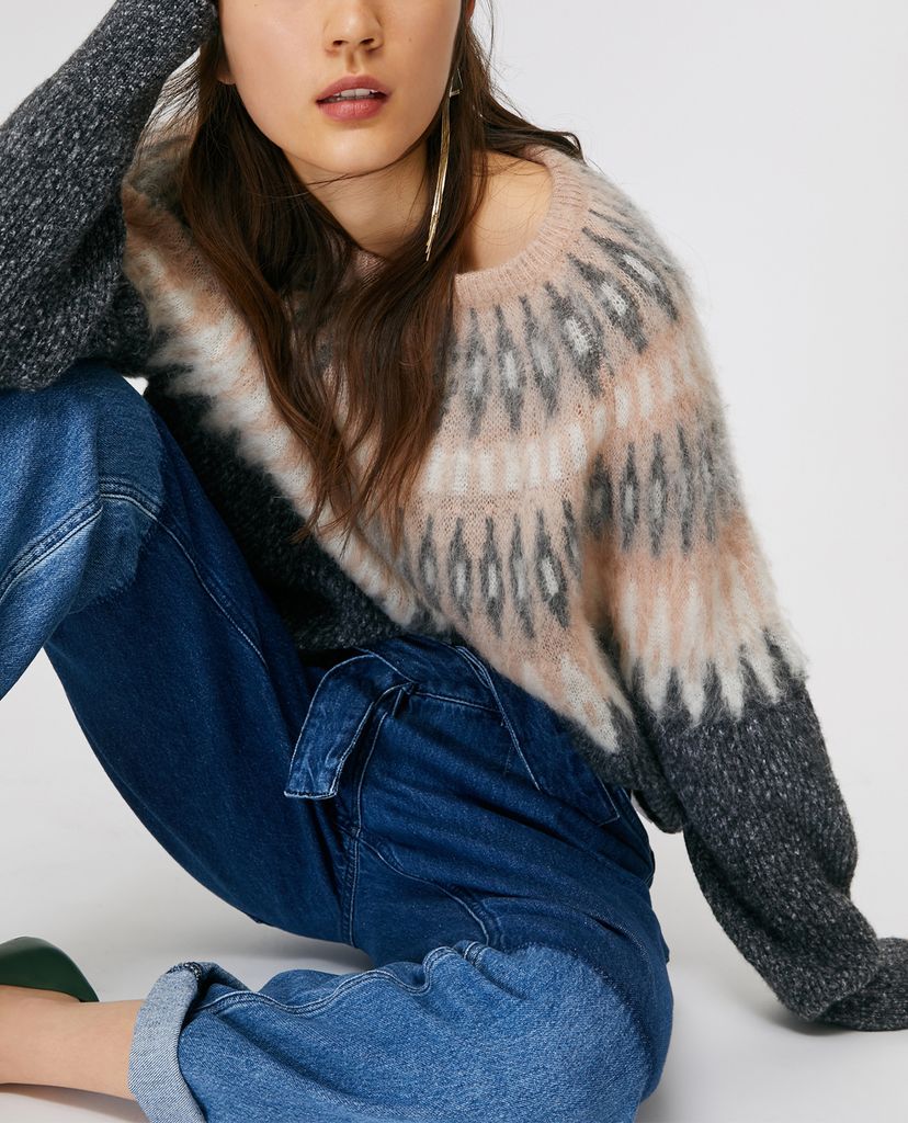 MAX&Co. - Áo len nữ tay dài cổ tròn Diamond Shaped Jacquard
