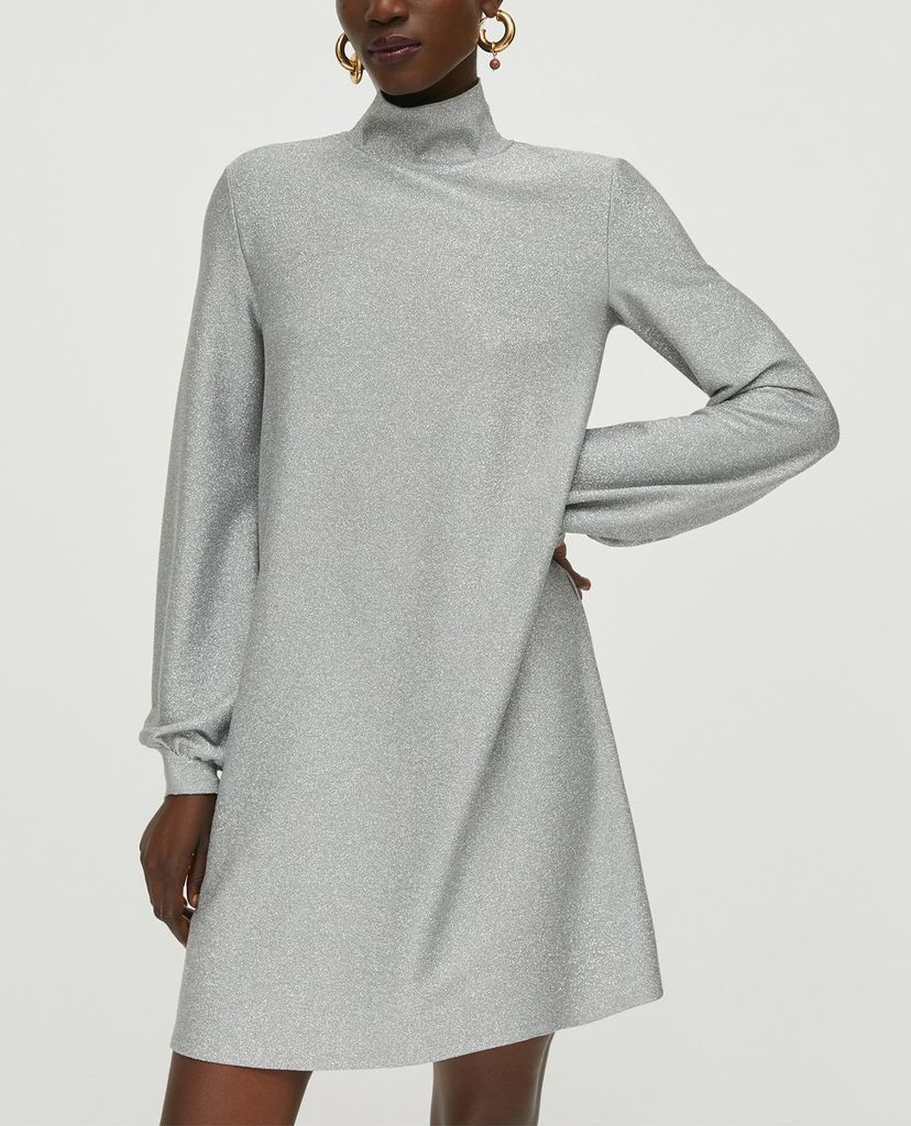 MAX&Co. - Đầm mini phom suông cổ cao tay dài Jersey Lamé