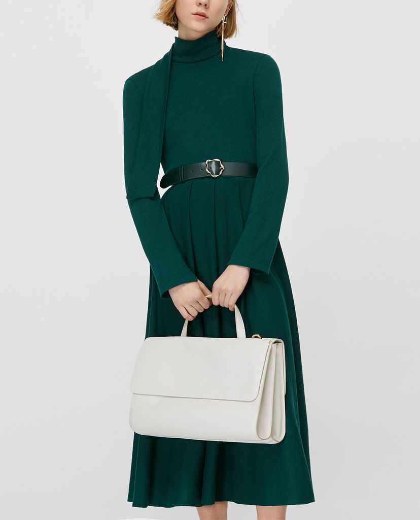 MAX&Co. - Đầm midi cổ lọ tay dài phối thắt lưng Wool Jersey