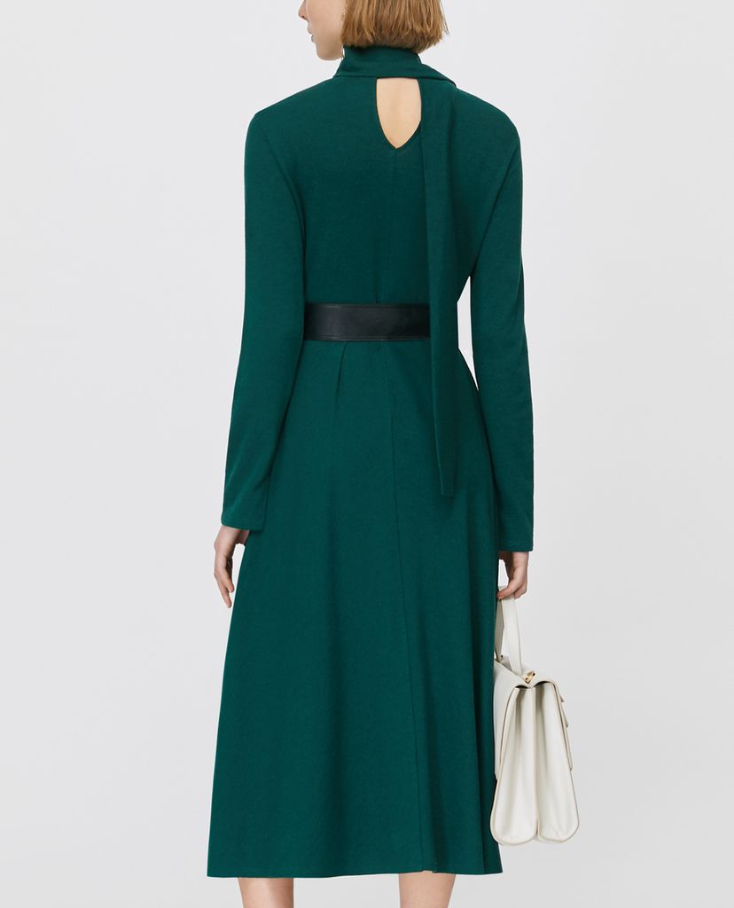 MAX&Co. - Đầm midi cổ lọ tay dài phối thắt lưng Wool Jersey