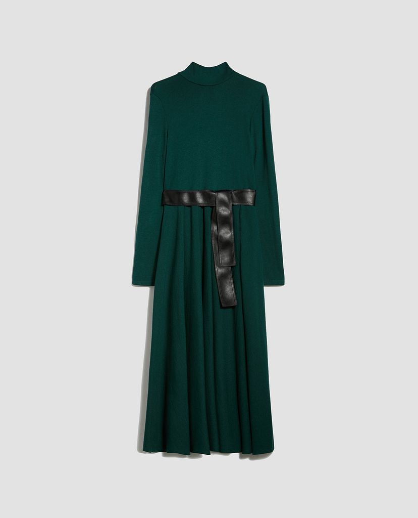 MAX&Co. - Đầm midi cổ lọ tay dài phối thắt lưng Wool Jersey