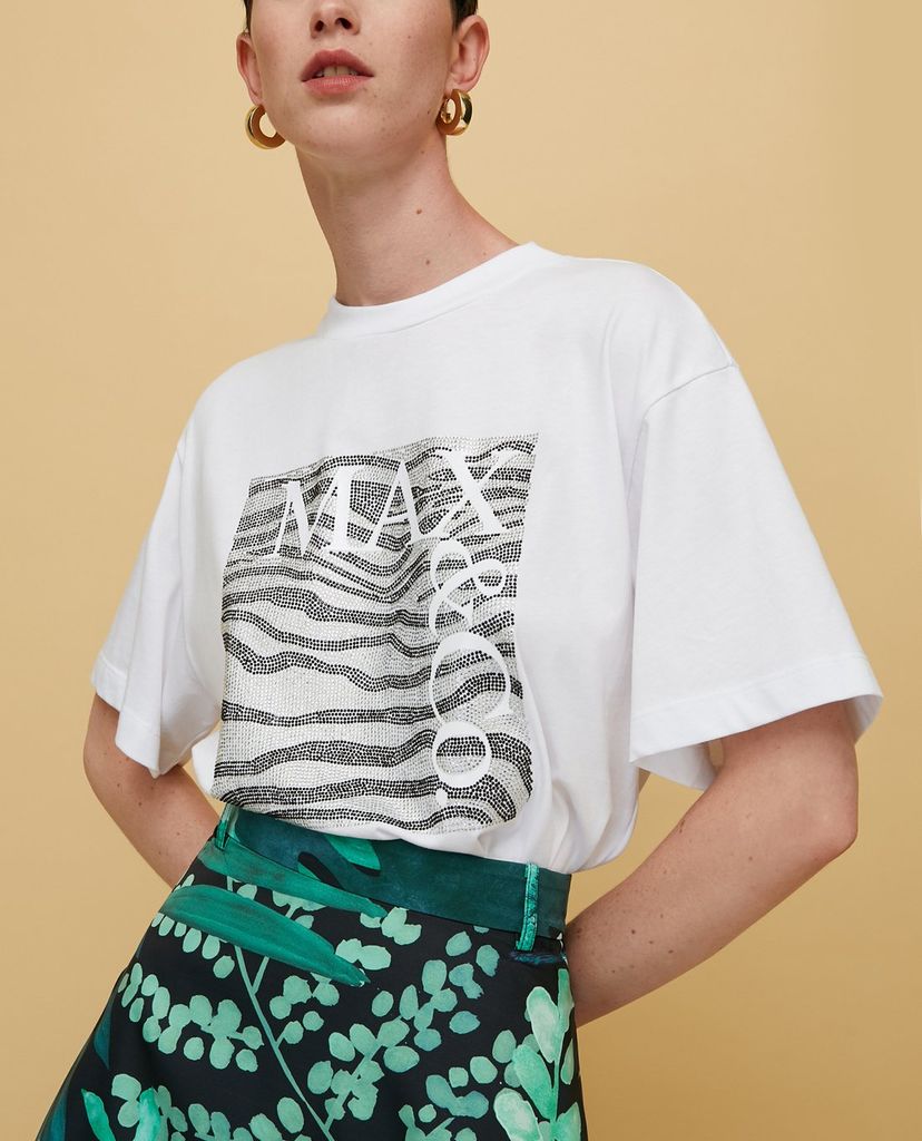 MAX&Co. - Áo thun nữ ngắn tay phối logo Micro Rhinestones
