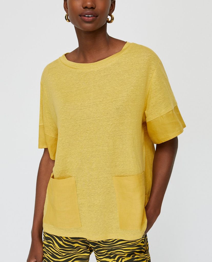 MAX&Co. - Áo thun nữ tay ngắn cổ tròn Linen Canvas & Jersey