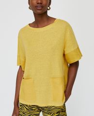 MAX&Co. - Áo thun nữ tay ngắn cổ tròn Linen Canvas & Jersey
