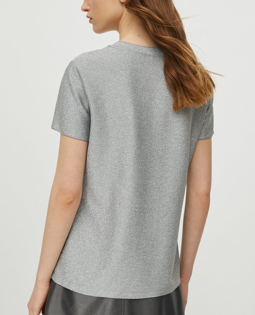 MAX&Co. - Áo thun nữ cổ tròn tay ngắn Jersey Lamé Slogan
