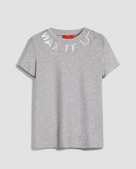 MAX&Co. - Áo thun nữ cổ tròn tay ngắn Jersey Lamé Slogan