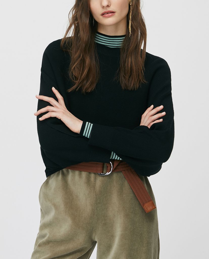 MAX&Co. - Áo len nữ tay dài cổ tròn Ribbed Batwing