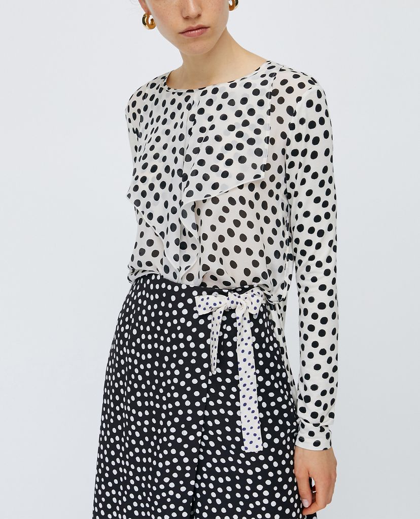 MAX&Co. - Áo kiểu nữ cổ tròn tay dài Silk And Jersey