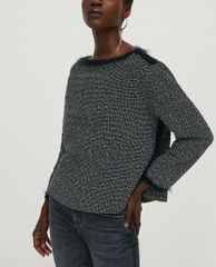 MAX&Co. - Áo kiểu nữ phom suông cổ tròn tay dài Basketweave With Lamé