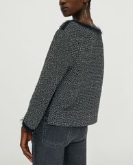 MAX&Co. - Áo kiểu nữ phom suông cổ tròn tay dài Basketweave With Lamé