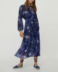 MAX&Co. - Đầm midi cổ tròn tay dài Floral Georgette