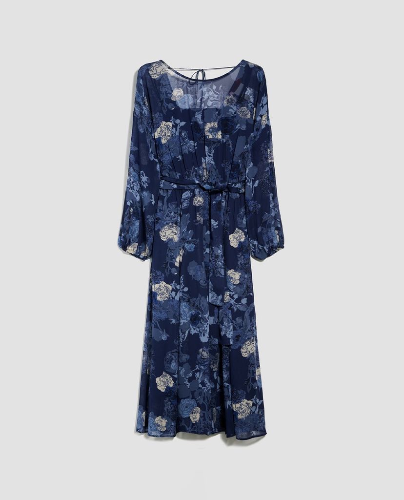 MAX&Co. - Đầm midi cổ tròn tay dài Floral Georgette