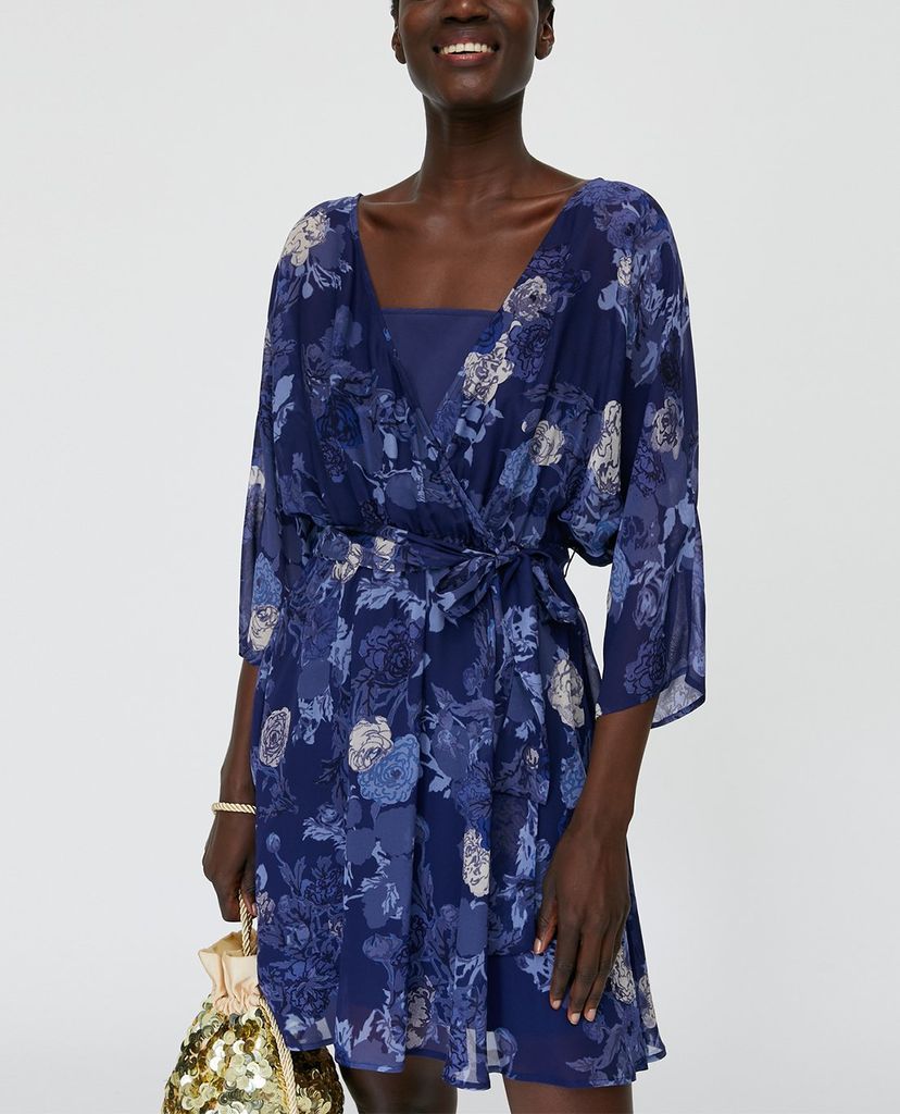 MAX&Co. - Đầm mini cổ tròn tay dài Floral Georgette