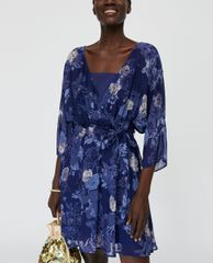 MAX&Co. - Đầm mini cổ tròn tay dài Floral Georgette