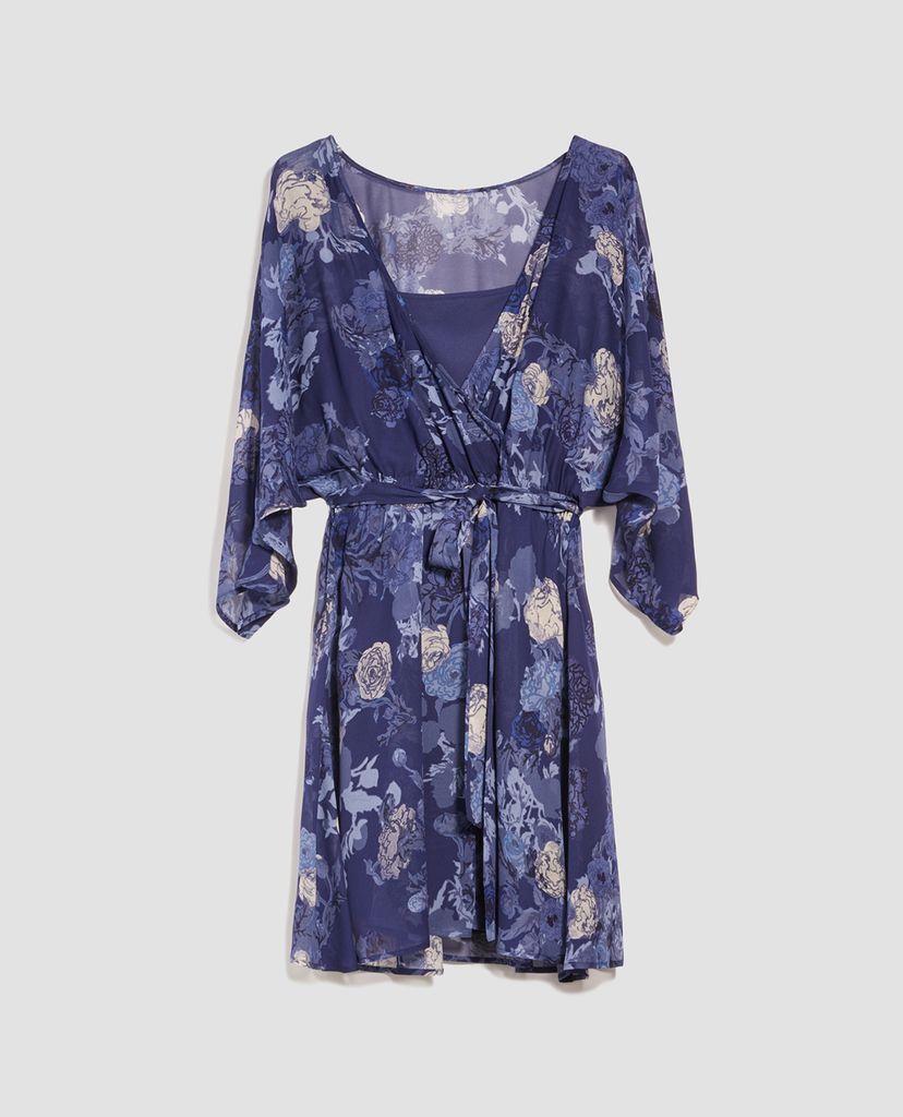 MAX&Co. - Đầm mini cổ tròn tay dài Floral Georgette