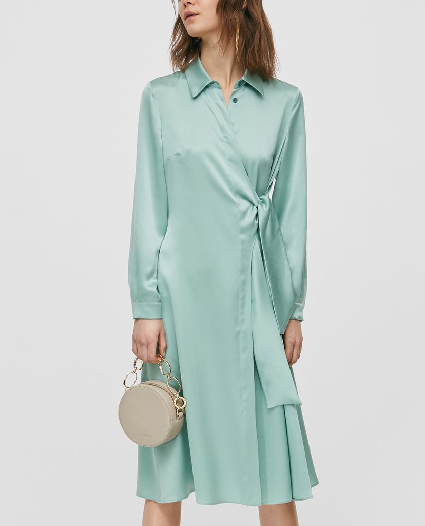 MAX&Co. - Đầm midi sơ mi tay dài Silk Satin