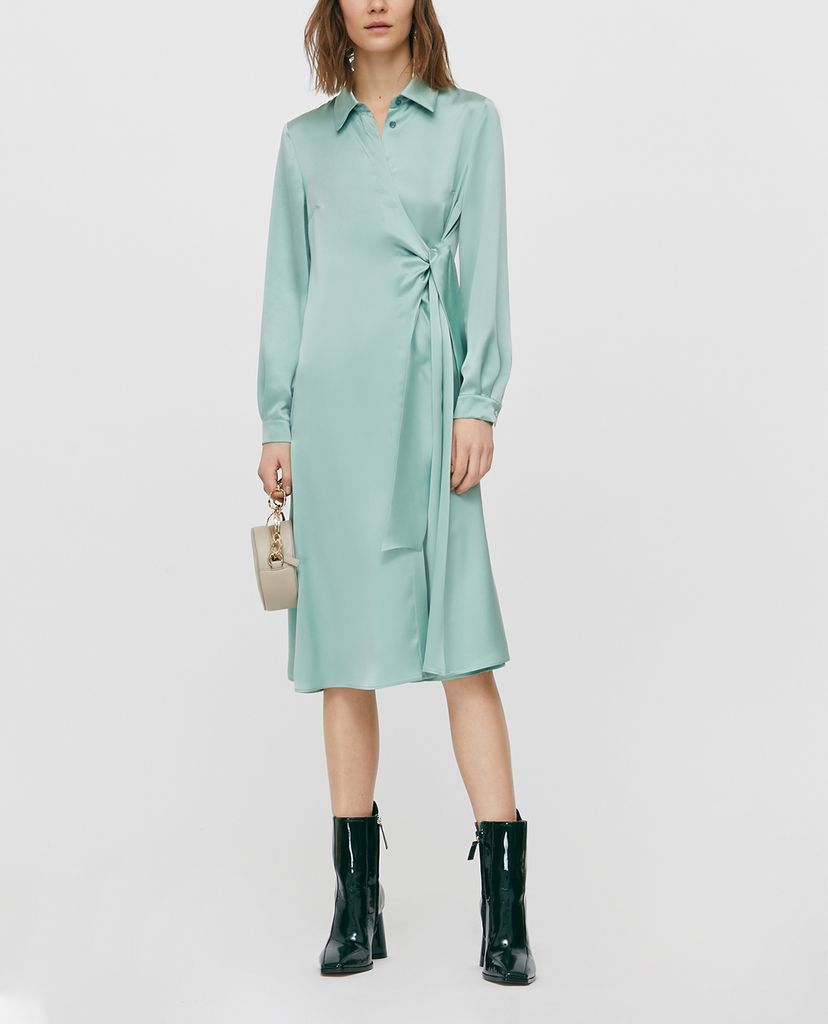MAX&Co. - Đầm midi sơ mi tay dài Silk Satin