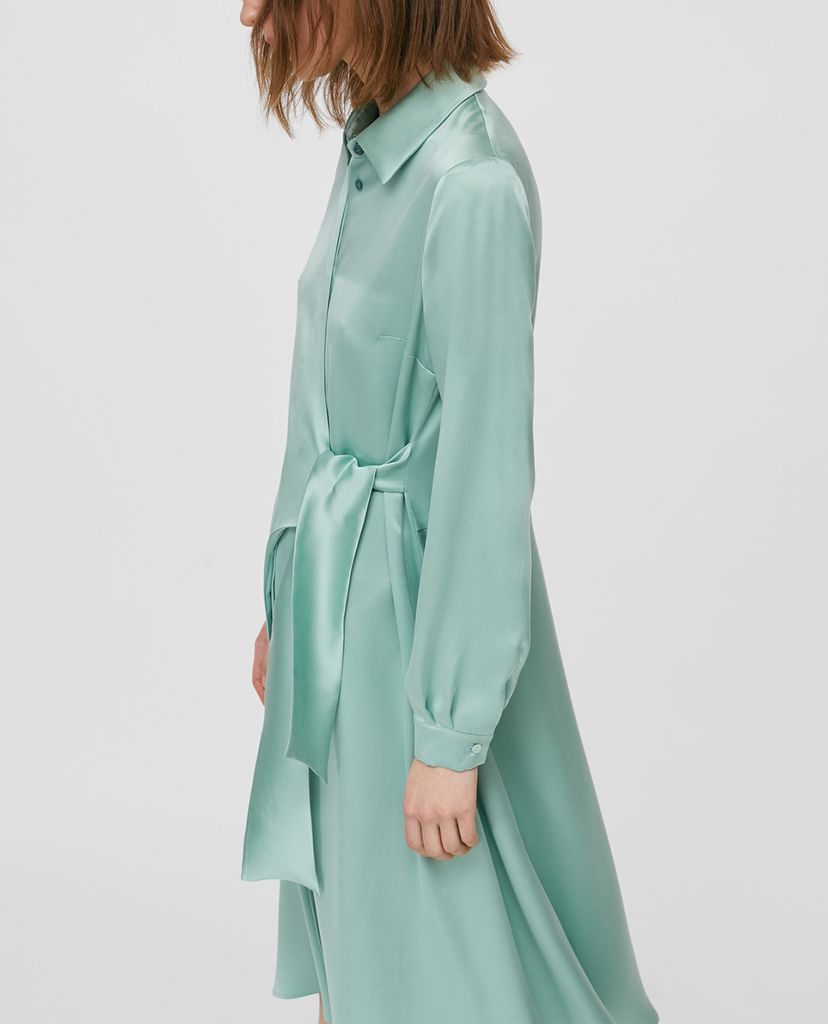 MAX&Co. - Đầm midi sơ mi tay dài Silk Satin