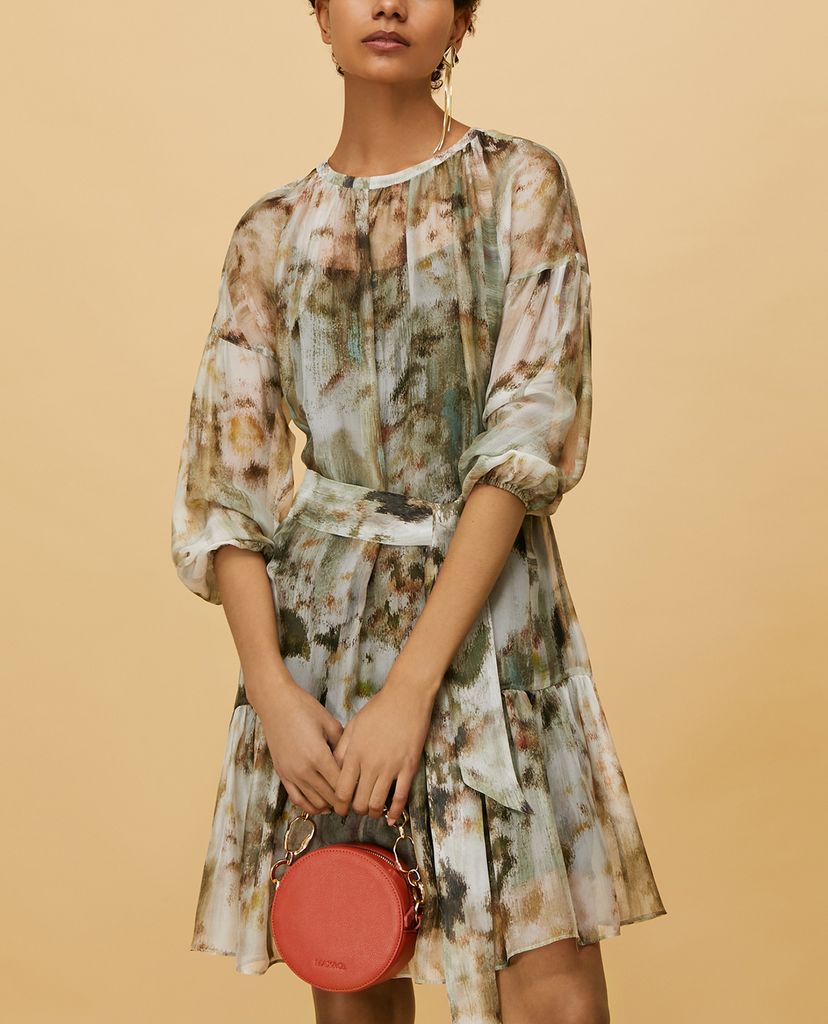 MAX&Co. - Đầm mini tay lỡ cổ tròn xếp ly thời trang