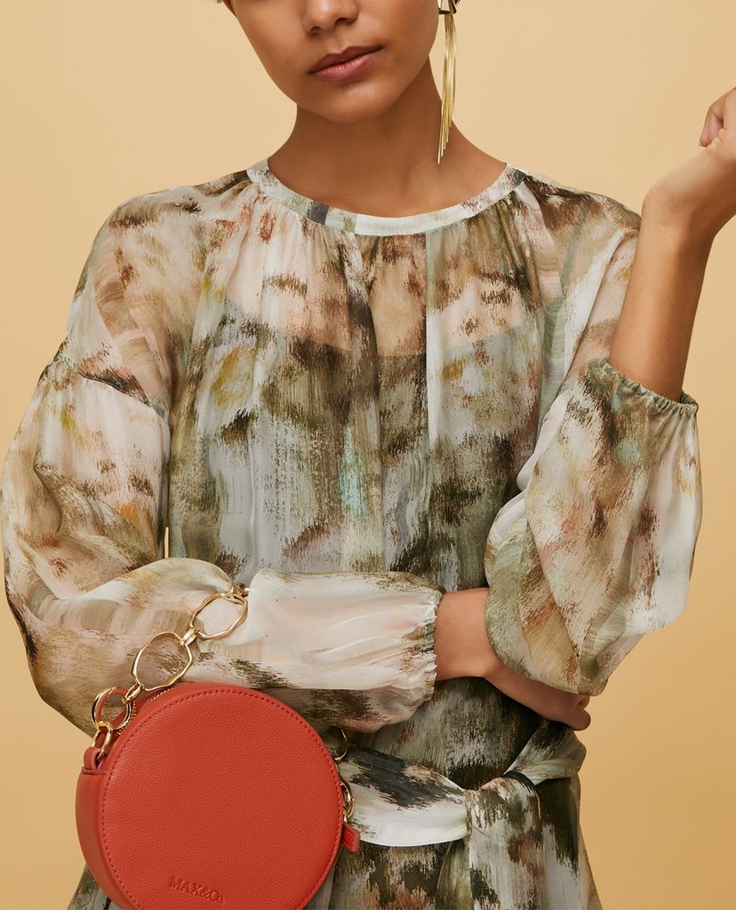 MAX&Co. - Đầm mini tay lỡ cổ tròn xếp ly thời trang