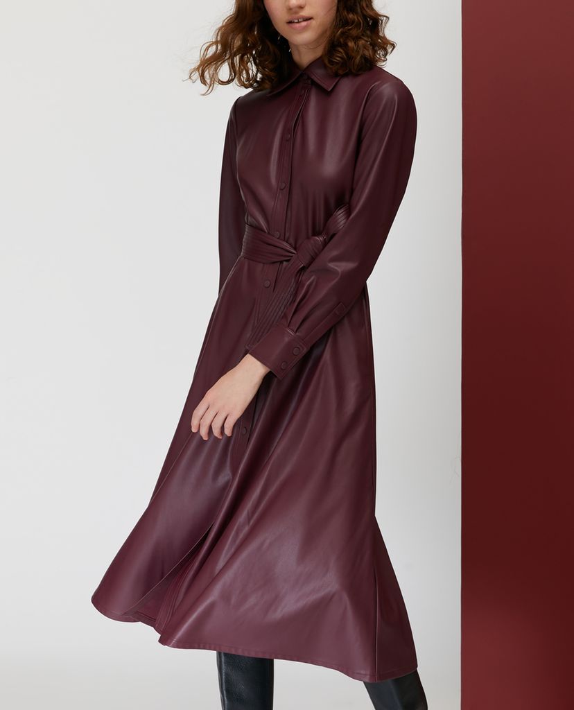 MAX&Co. - Đầm midi sơ mi tay dài Coated Fabric Shirt
