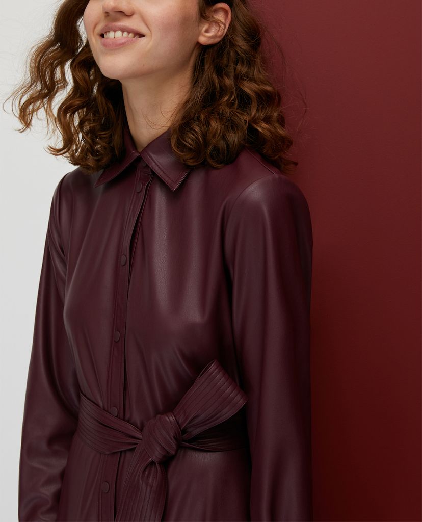 MAX&Co. - Đầm midi sơ mi tay dài Coated Fabric Shirt