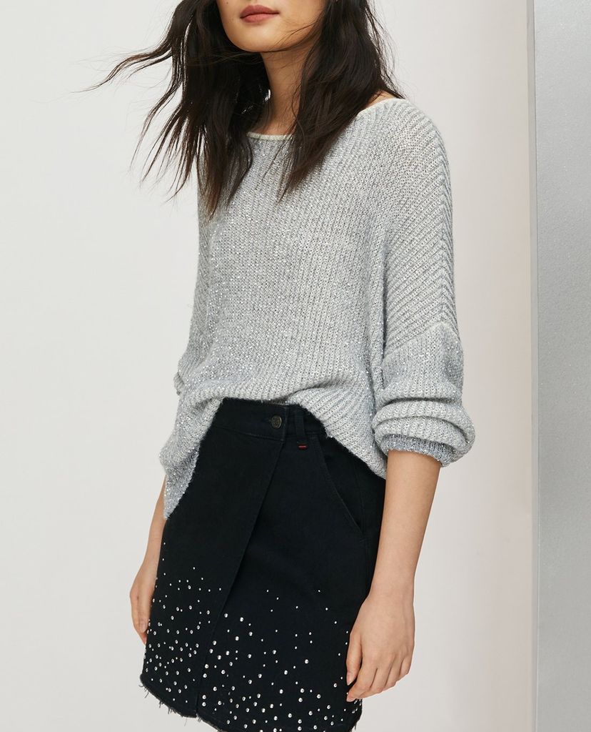 MAX&Co. - Áo cardigan nữ tay dài cổ tròn Ribbed Sequins