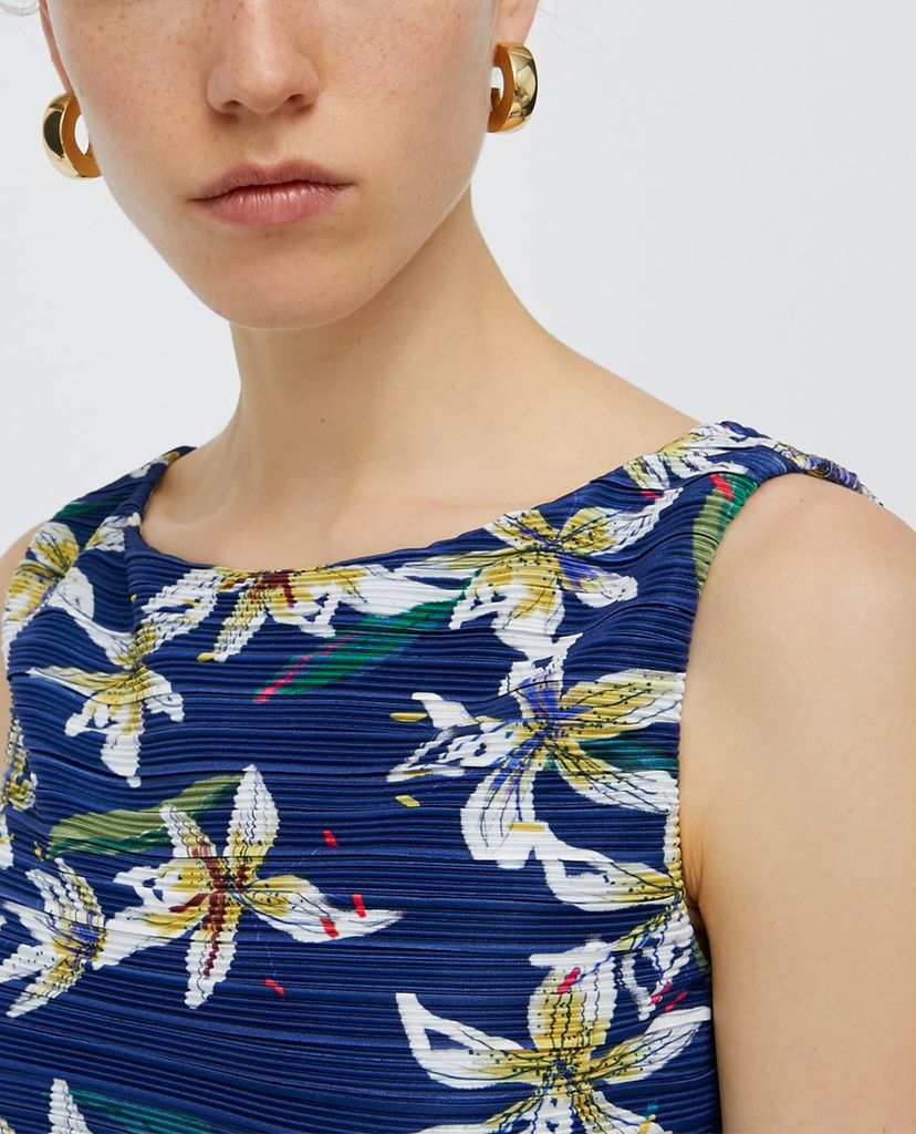 MAX&Co. - Đầm midi sát nách cổ tròn Micro Pleated Jersey