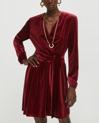 MAX&Co. - Đầm mini cổ V tay dài Glitter Velvet