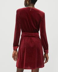 MAX&Co. - Đầm mini cổ V tay dài Glitter Velvet