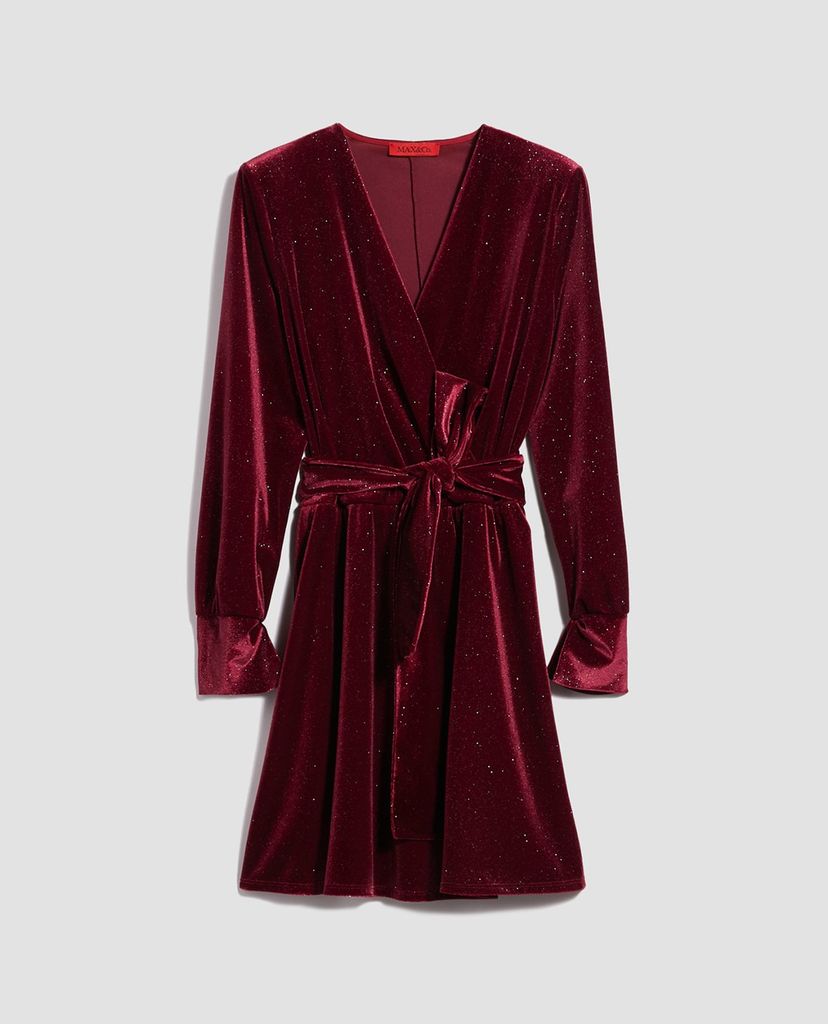 MAX&Co. - Đầm mini cổ V tay dài Glitter Velvet