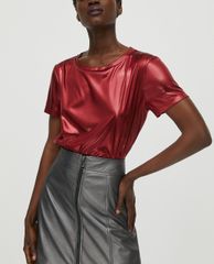MAX&Co. - Áo thun nữ cổ tròn tay ngắn Metallic Jersey