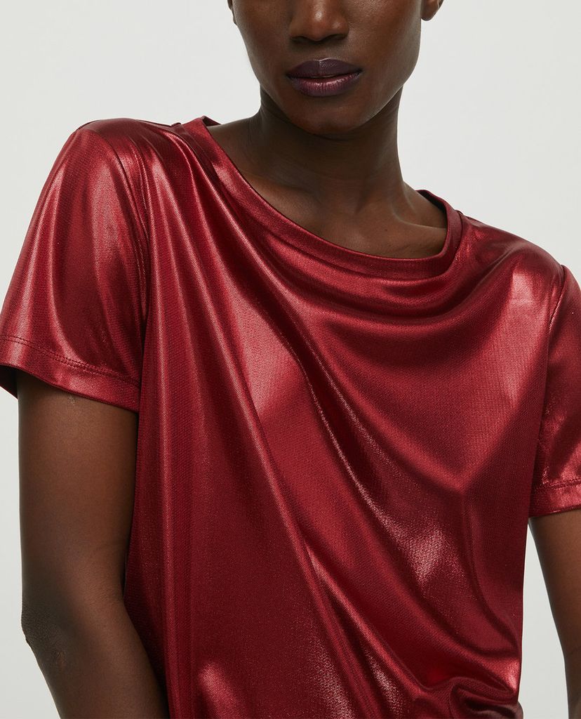 MAX&Co. - Áo thun nữ cổ tròn tay ngắn Metallic Jersey