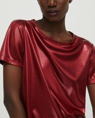 MAX&Co. - Áo thun nữ cổ tròn tay ngắn Metallic Jersey