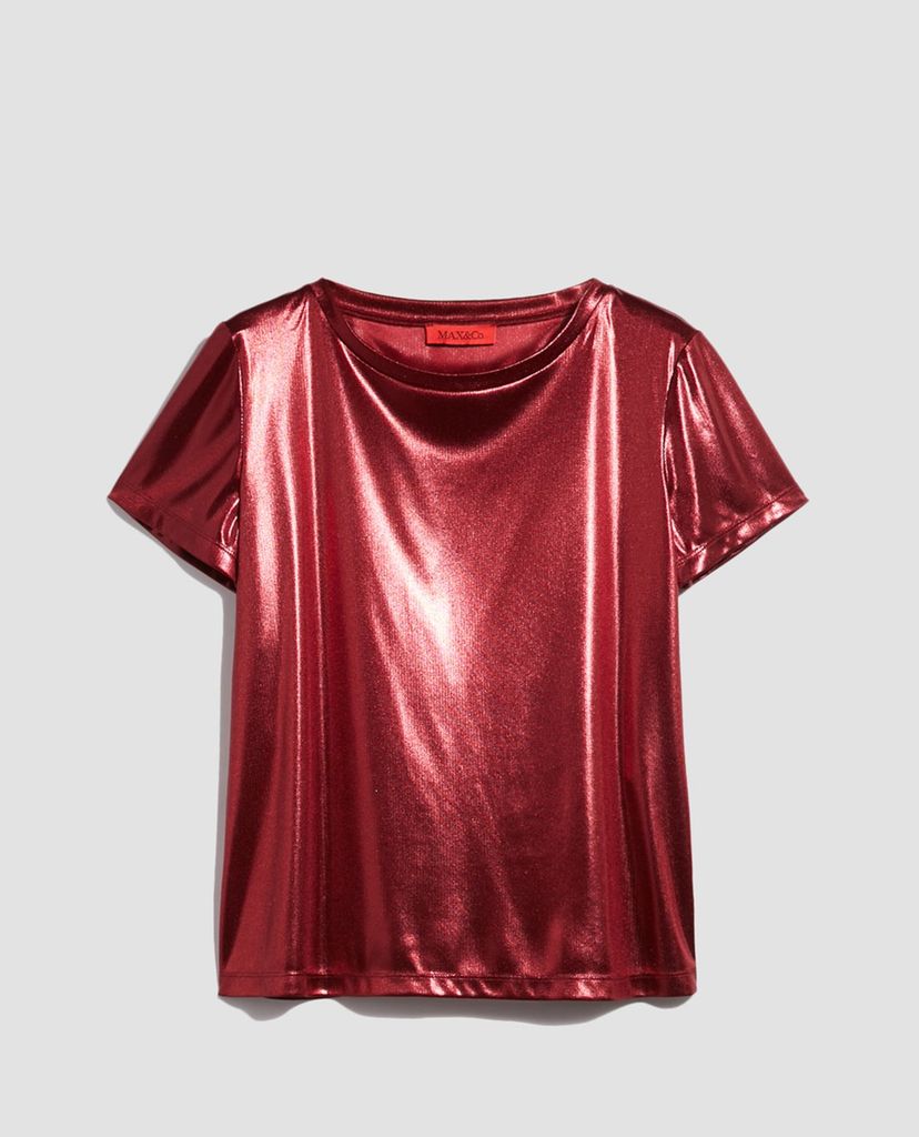 MAX&Co. - Áo thun nữ cổ tròn tay ngắn Metallic Jersey